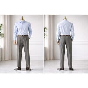 Ballin Classic Men’s Dress Pants 36x28 Gray Super 120s Wool Pleated Cuffed Made